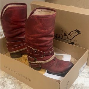 FREEBIRD By Steven Drover Wine Leather Boots